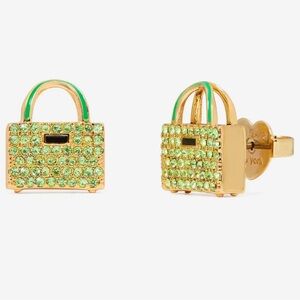 Kate Spade New York, Womens, Sweet Treasures Studs, Green/Gold, One Size